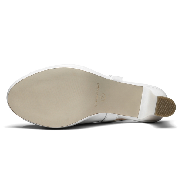 Chunky Heel Peep Toe Slingback Sandals - WHITE PU - 5